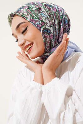 Paisley Desenli Soft Pamuk Eşarp Soft Mavi 