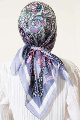 Paisley Desenli Soft Pamuk Eşarp Soft Mavi - Yılın Fırsatı