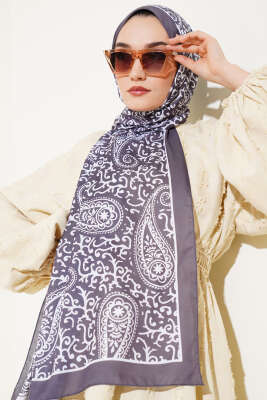 Paisley Desenli Soft Şal Füme 