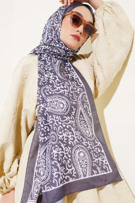Paisley Desenli Soft Şal Füme - Başörtüsü