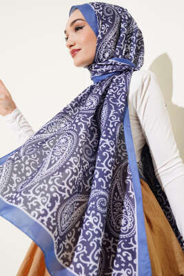Paisley Desenli Soft Şal İndigo - Başörtüsü