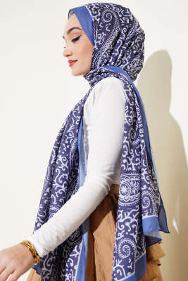 Paisley Desenli Soft Şal İndigo - Başörtüsü