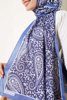 Paisley Desenli Soft Şal İndigo - Başörtüsü