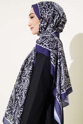 Paisley Desenli Soft Şal Lacivert - Başörtüsü