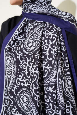 Paisley Desenli Soft Şal Lacivert - Başörtüsü