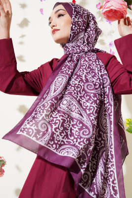 Paisley Desenli Soft Şal Mürdüm 