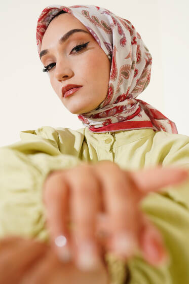 Paisley Detaylı Eşarp Bej - Başörtüsü