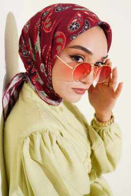 Paisley Detaylı Eşarp Bordo 