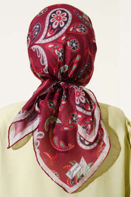 Paisley Detaylı Eşarp Bordo - Başörtüsü