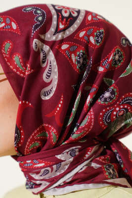Paisley Detaylı Eşarp Bordo - Başörtüsü