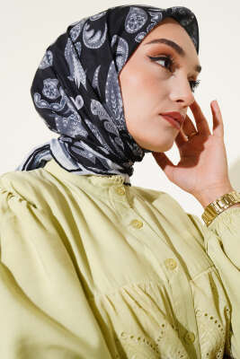 Paisley Detaylı Eşarp Siyah 