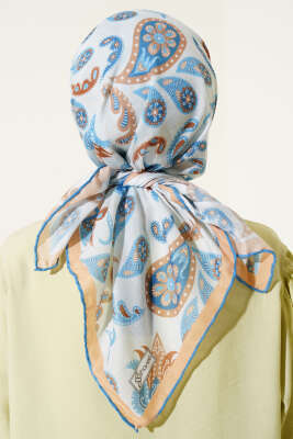 Paisley Detaylı Eşarp Soft Mavi - Başörtüsü