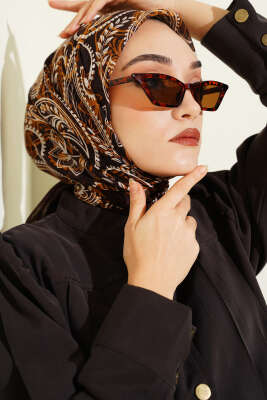 Paisley Flamu Cotton Eşarp Acı Kahve - SİNEM EŞARP