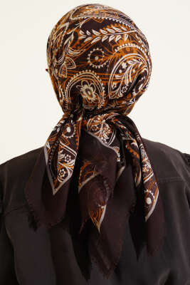 Paisley Flamu Cotton Eşarp Acı Kahve - Başörtüsü