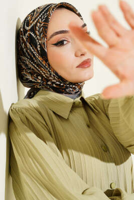 Paisley Flamu Cotton Eşarp Füme - SİNEM EŞARP