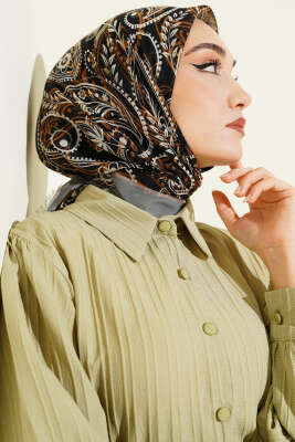 Paisley Flamu Cotton Eşarp Füme - Başörtüsü