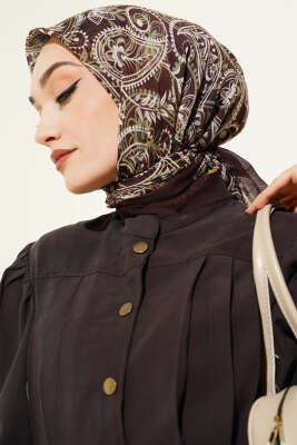 Paisley Flamu Cotton Eşarp Kahve - SİNEM EŞARP