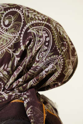 Paisley Flamu Cotton Eşarp Kahve - Başörtüsü
