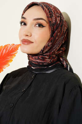 Paisley Flamu Cotton Eşarp Siyah - Başörtüsü