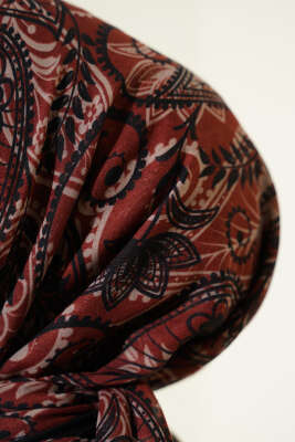 Paisley Flamu Cotton Eşarp Siyah - Başörtüsü