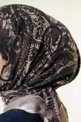 Paisley Flamu Cotton Eşarp Taş Gri - Başörtüsü