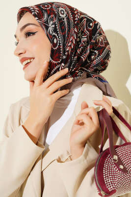 Paisley Flamu Cotton Eşarp Vizon - Başörtüsü