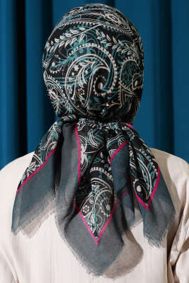 Paisley Flamu Cotton Eşarp Zümrüt - Başörtüsü