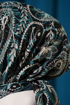 Paisley Flamu Cotton Eşarp Zümrüt - Başörtüsü