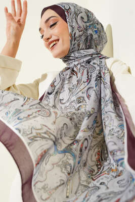 Paisley İşlemeli Soft Şal Acı Kahve 