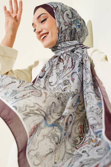 Paisley İşlemeli Soft Şal Acı Kahve - Başörtüsü