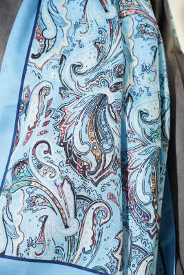 Paisley İşlemeli Soft Şal Bebe Mavi - Başörtüsü