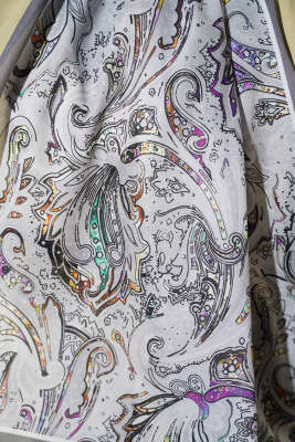 Paisley İşlemeli Soft Şal Gri - Başörtüsü