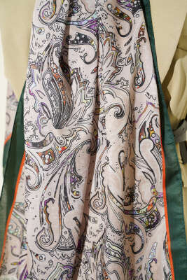 Paisley İşlemeli Soft Şal Zümrüt - Başörtüsü