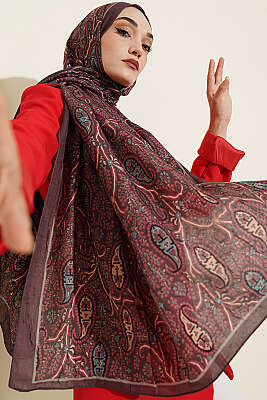 Paisley Kraş Modal Şal Acı Kahve - MODA KAŞMİR