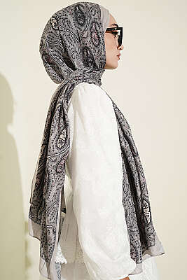 Paisley Kraş Modal Şal Bej - Başörtüsü