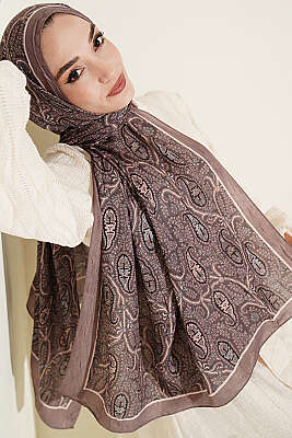 Paisley Kraş Modal Şal Kahve - MODA KAŞMİR