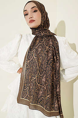 Paisley Kraş Modal Şal Kamuflaj Yeşili - MODA KAŞMİR