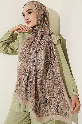 Paisley Kraş Modal Şal Kum Bej - MODA KAŞMİR