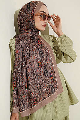 Paisley Kraş Modal Şal Latte - MODA KAŞMİR