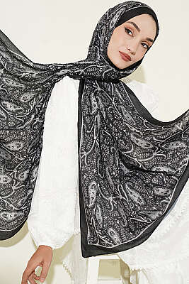 Paisley Kraş Modal Şal Siyah - MODA KAŞMİR