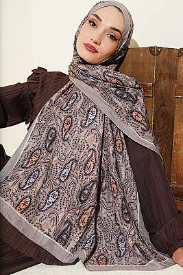 Paisley Kraş Modal Şal Vizon - MODA KAŞMİR