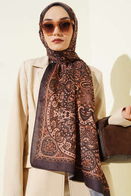 Paisley Motif Soft Şal Acı Kahve - Başörtüsü