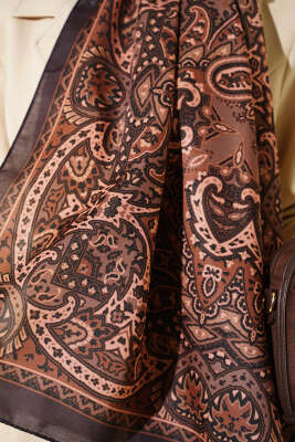 Paisley Motif Soft Şal Acı Kahve - Başörtüsü