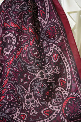 Paisley Motif Soft Şal Bordo - Başörtüsü