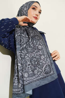 Paisley Motif Soft Şal Füme - Başörtüsü