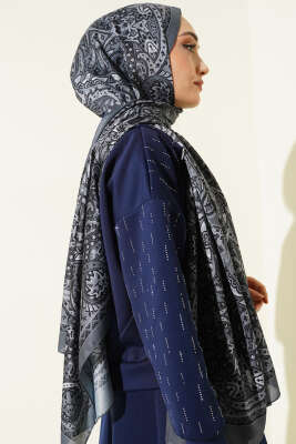 Paisley Motif Soft Şal Füme - Başörtüsü