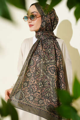 Paisley Motif Soft Şal Haki - Başörtüsü