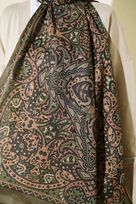 Paisley Motif Soft Şal Haki - Başörtüsü