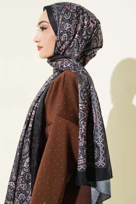 Paisley Motif Soft Şal Siyah - Başörtüsü