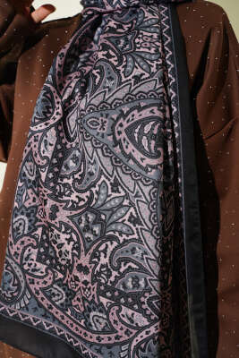 Paisley Motif Soft Şal Siyah - Başörtüsü